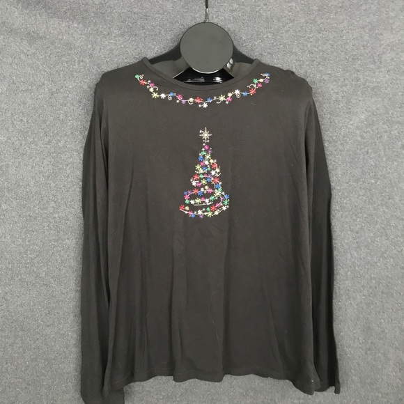Long sleeve black Christmas T-shirt - Picture 1 of 4